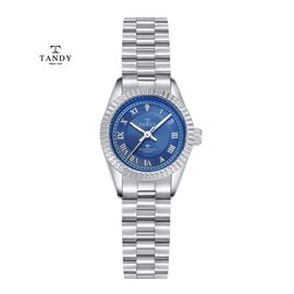 [TANDY] Fluted Bezel Diamond Couple Watch TS 303 – Elegant Design with Fluted Bezel, Real Diamond Accents, Perfect for Men & Women